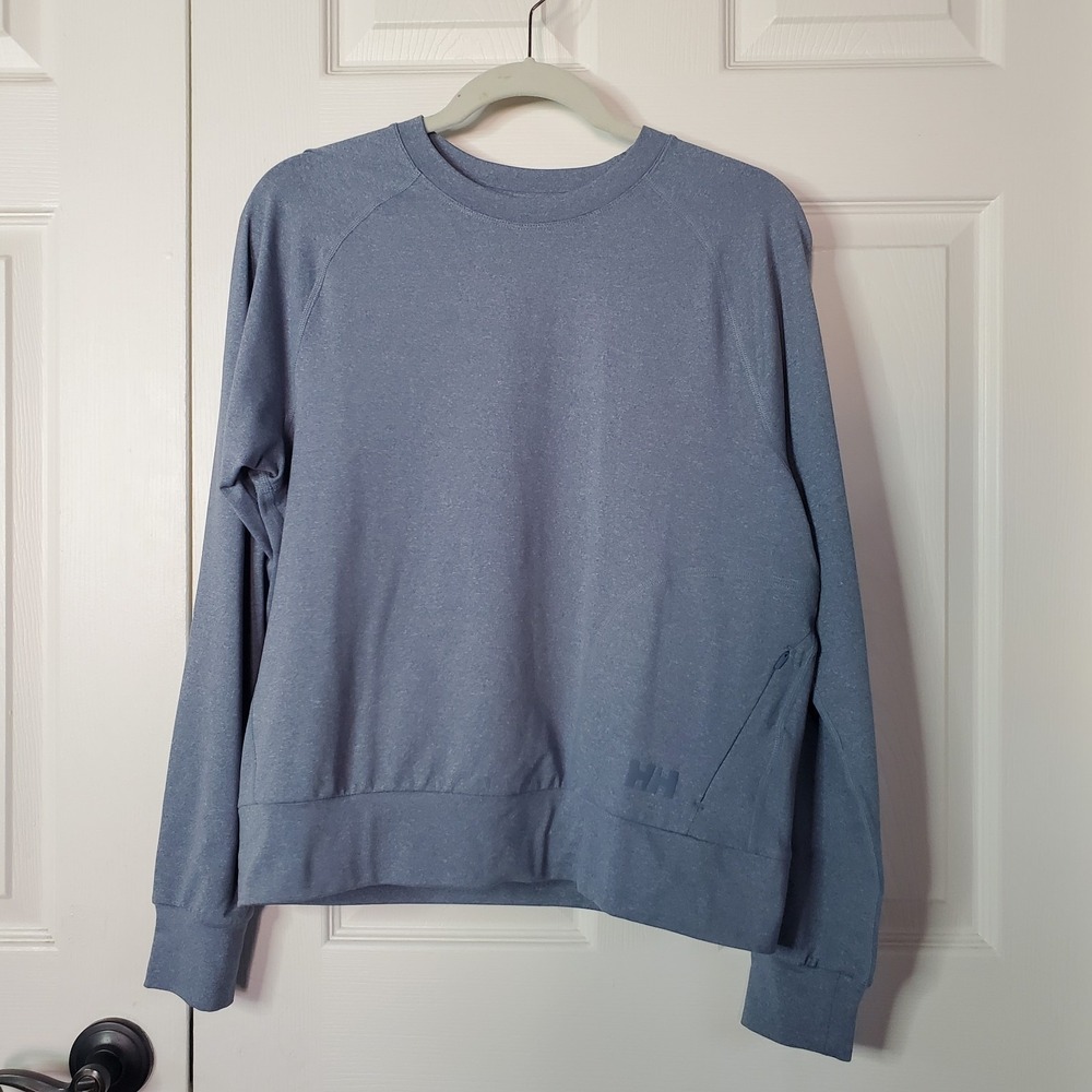 Helly Hansen Tyri Knit Crewneck Pullover Sweatshirt Blue Oversized Soft Medium